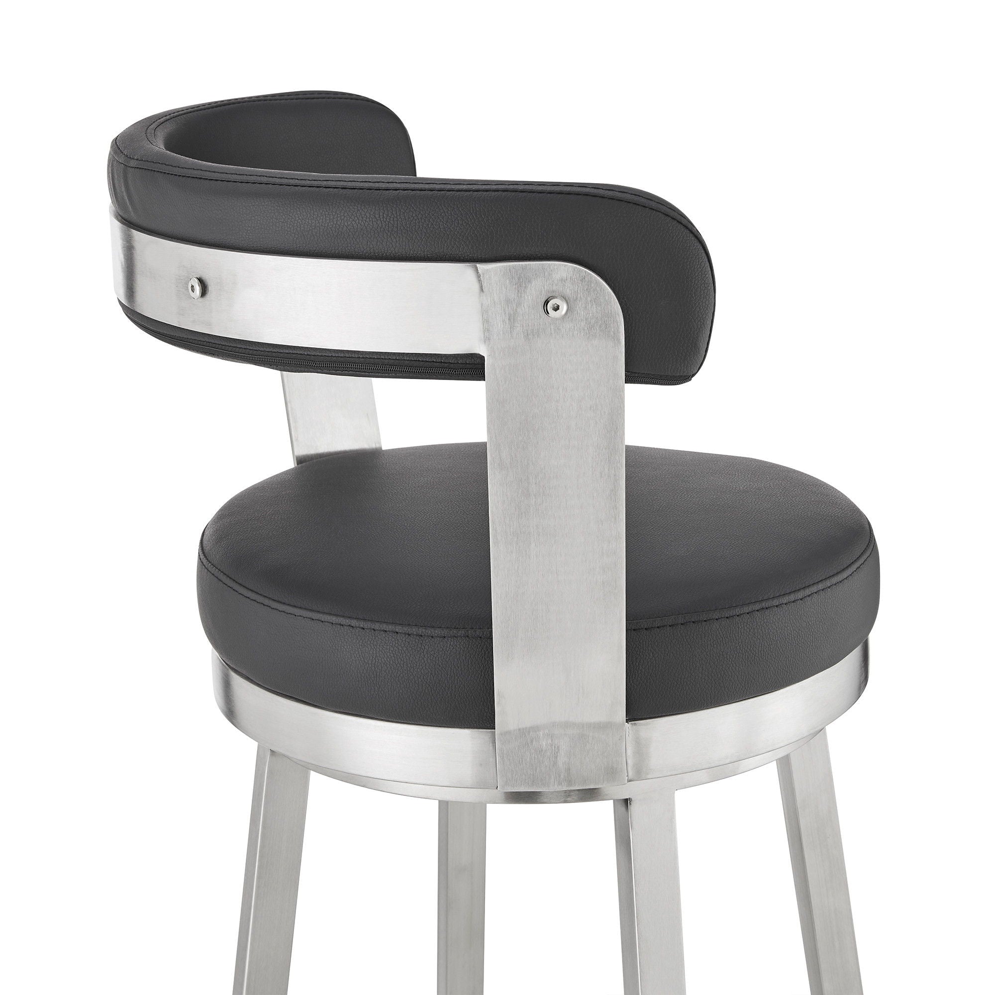 Swivel Backless Bar Height Bar Chair - Black / Silver