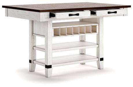 Valebeck - 5 Pc. - Counter Table With Wine Rack, 4 Swivel Stools - White / Brown - view 6