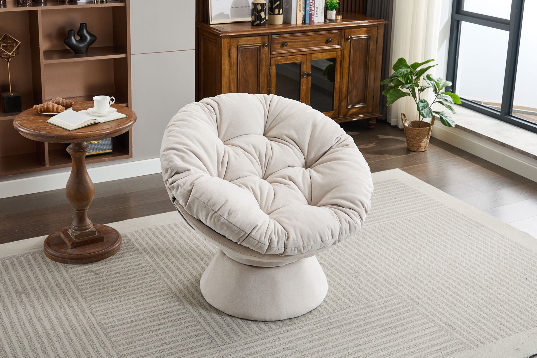 Oversized Swivel Accent Chair, 360 Swivel Barrel Chair, Papasan Chair For Living Room Bedroom