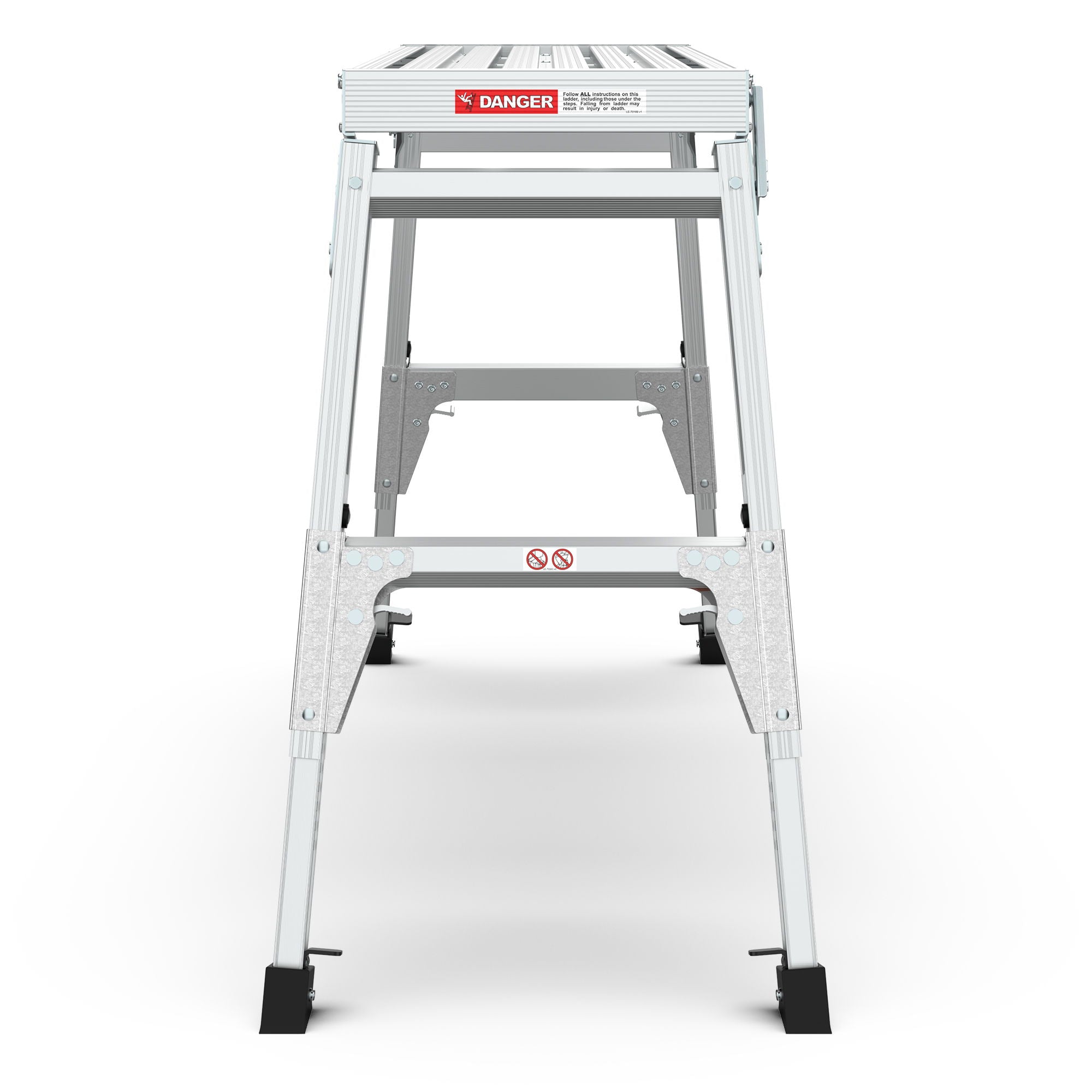 Aluminum Work Platform Large Size Step Stool Folding Portable Work Bench 40" Width Telescopic Feet Height Adjustable - Gray