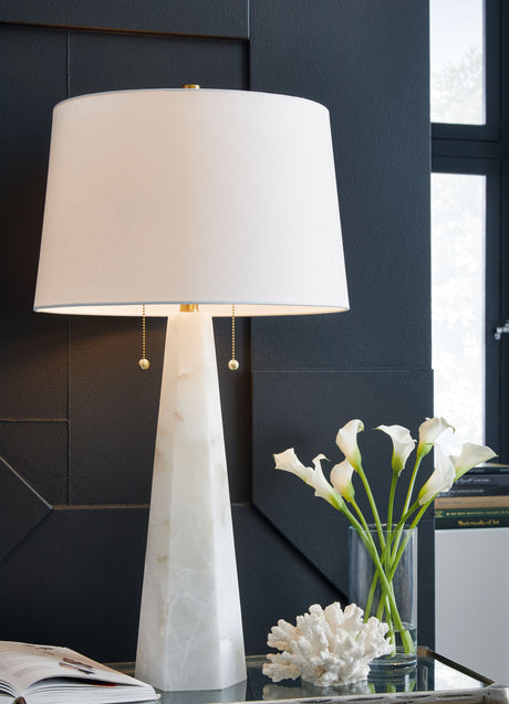 Laurellen - White - Alabaster Table Lamp by Signature Design by Ashley® | Bel Furniture