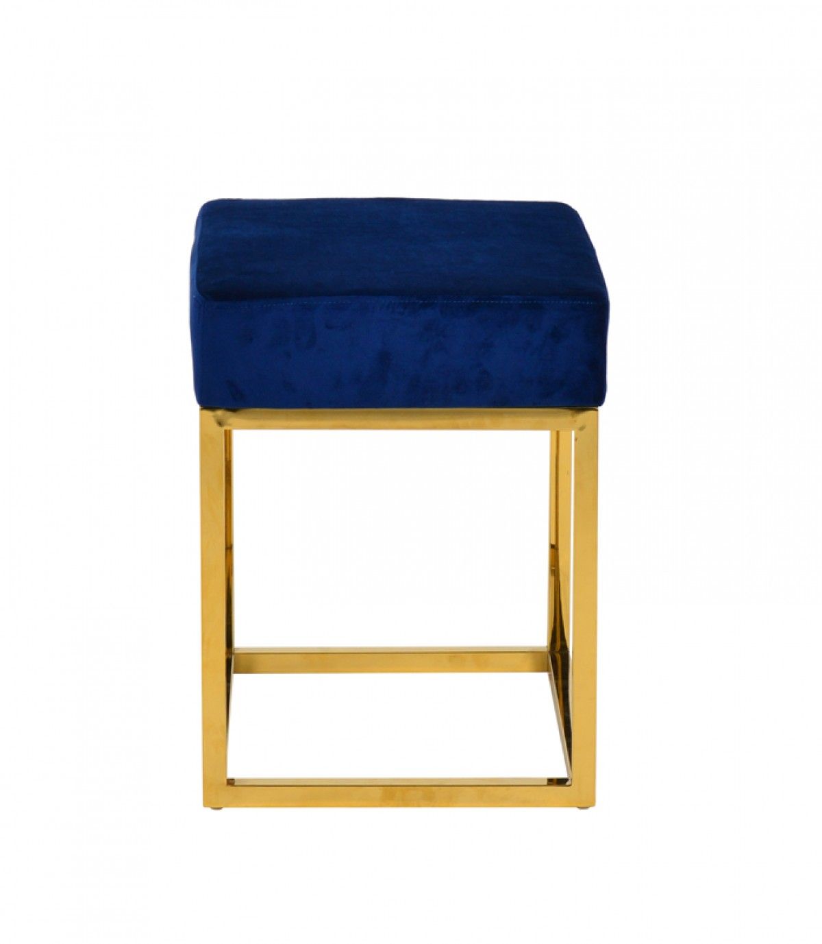 Velvet Ottoman - Blue / Gold