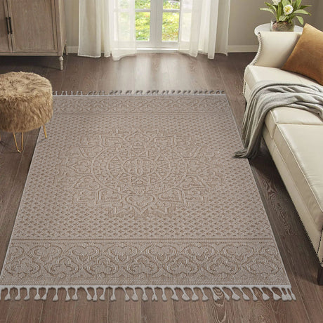 Guros - 6' X 9' Medallion Indoor / Outdoor Area Rug - Beige - view 4