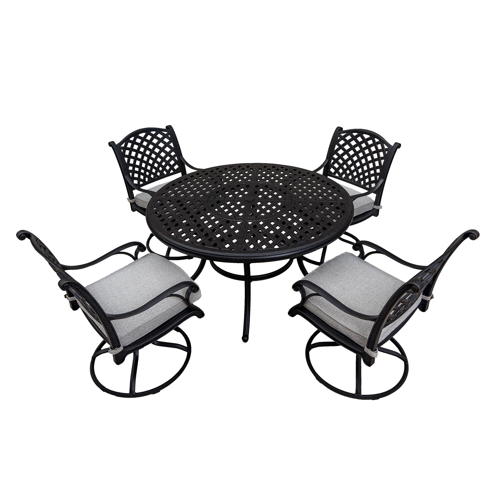 Stylish Outdoor 5 Piece Aluminum Dining Set With Cushion, Swivel And Rocking Chairs - Sandstorm