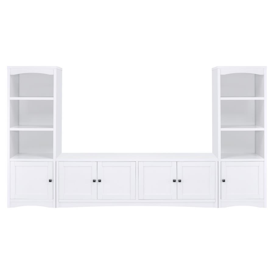 Laughlin - 4 Door Engineered Wood TV Stand - White by CoasterEveryday | Bel Furniture