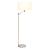 Serene - Floor Lamp With Rotary Switch Base Linen Shade - Brushed Nickel / White