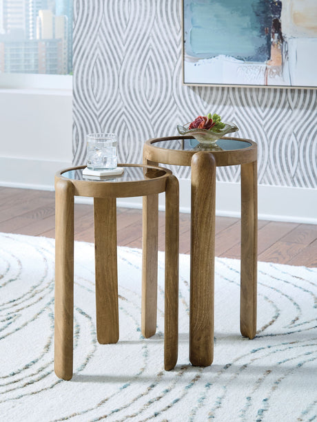 Jossor - Accent Table Set (Set of 2) - Light Brown - view 4