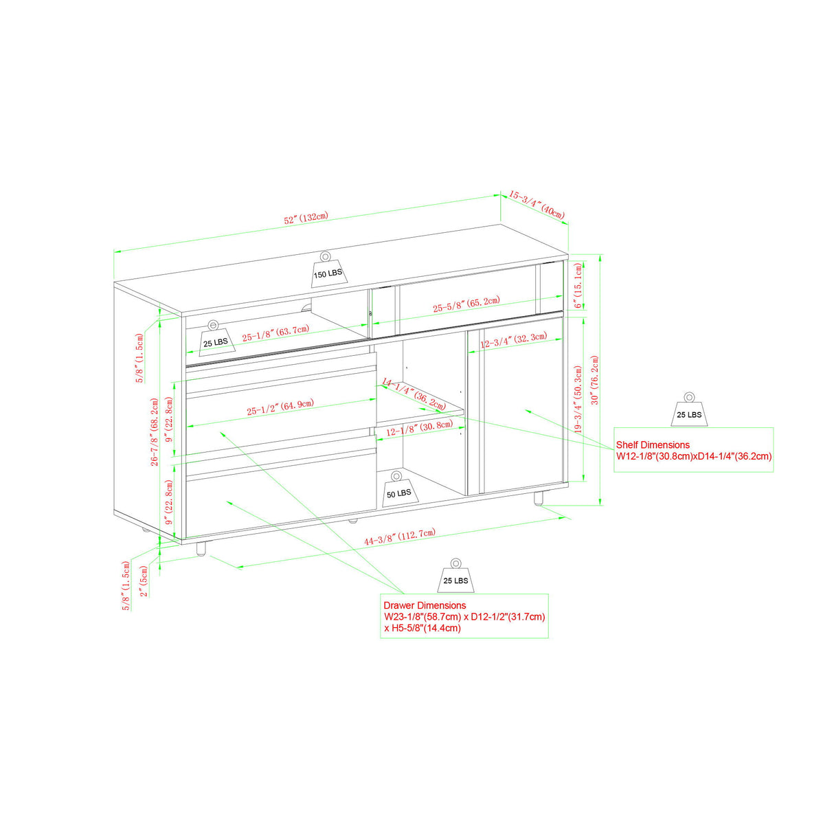 Contemporary Detailed Door Sideboard With Open Storage by Walker Edison | Bel Furniture