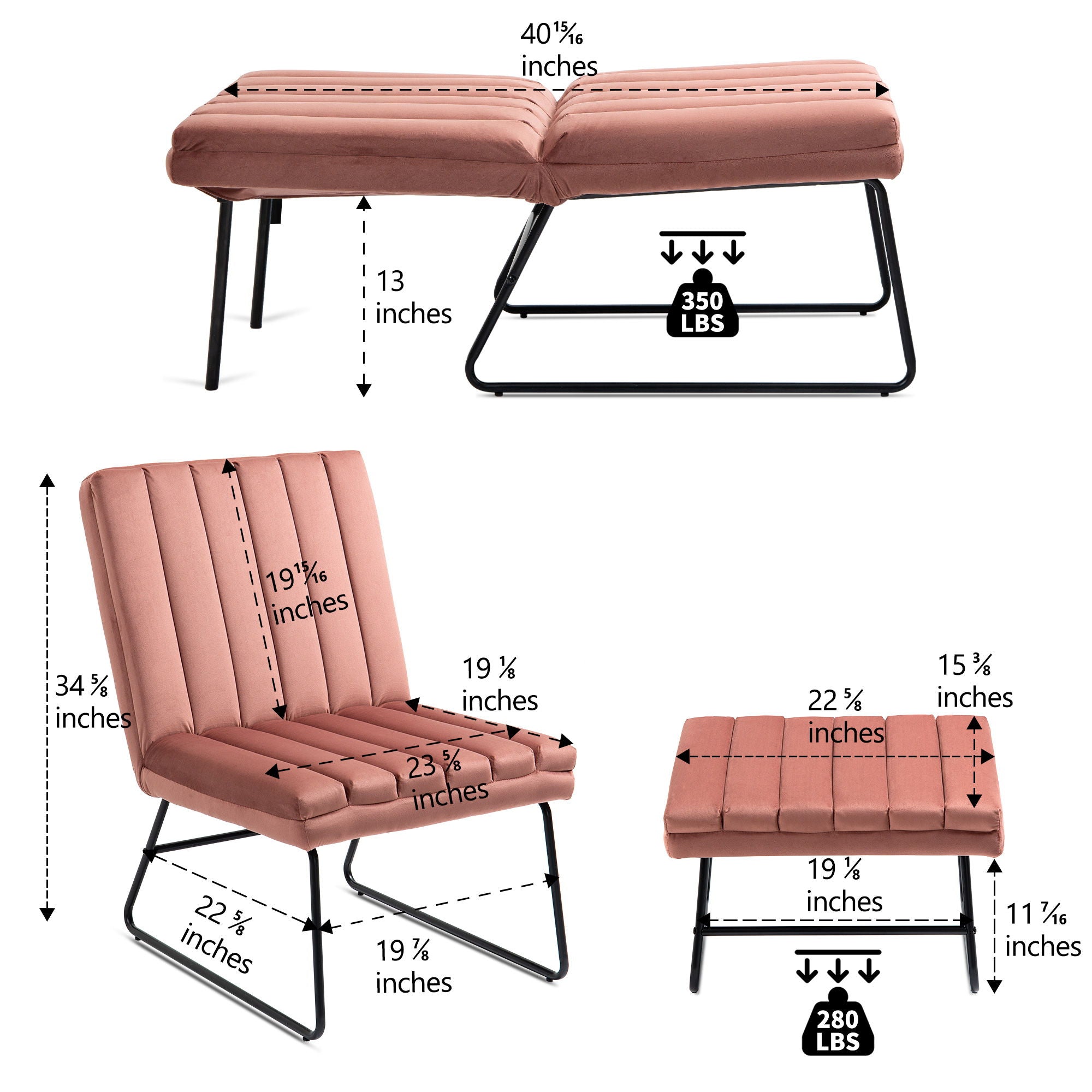 Modern Lazy Lounge Chair Contemporary Single Leisure Upholstered Sofa Chair Set