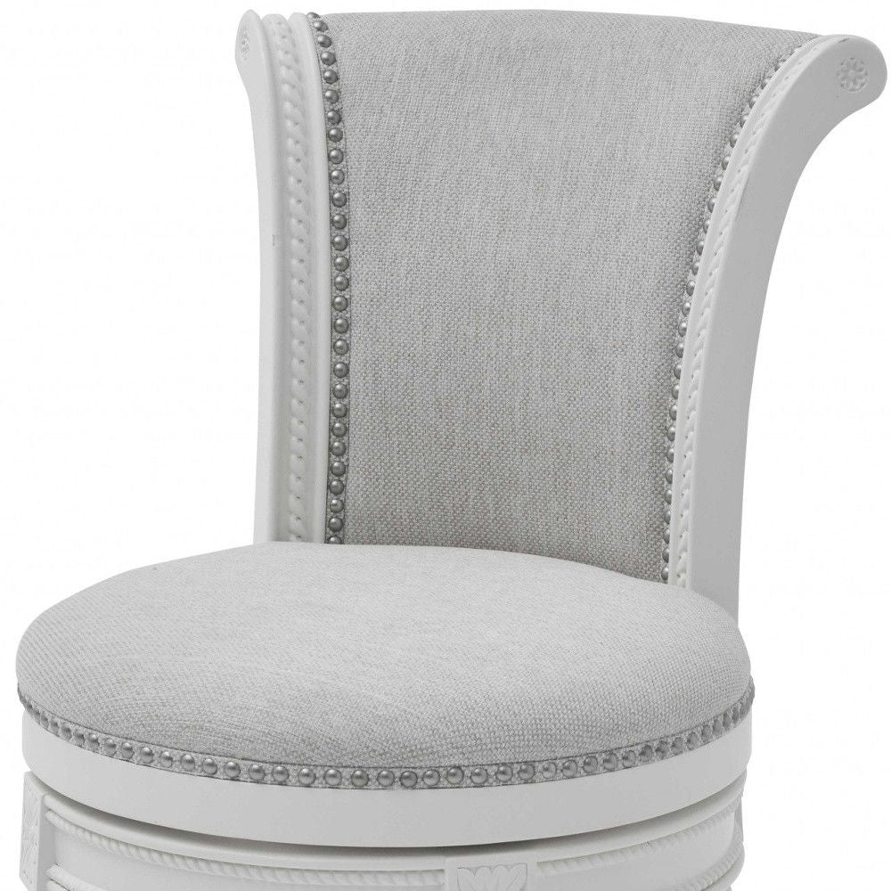 Fabric Swivel Counter Height Bar Chair - Light Gray / White