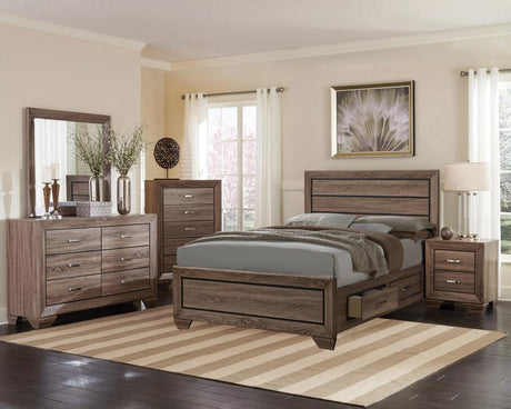 Kauffman - Wood Storage Panel Bed Light Brown Queen by CoasterEveryday | Bel Furniture