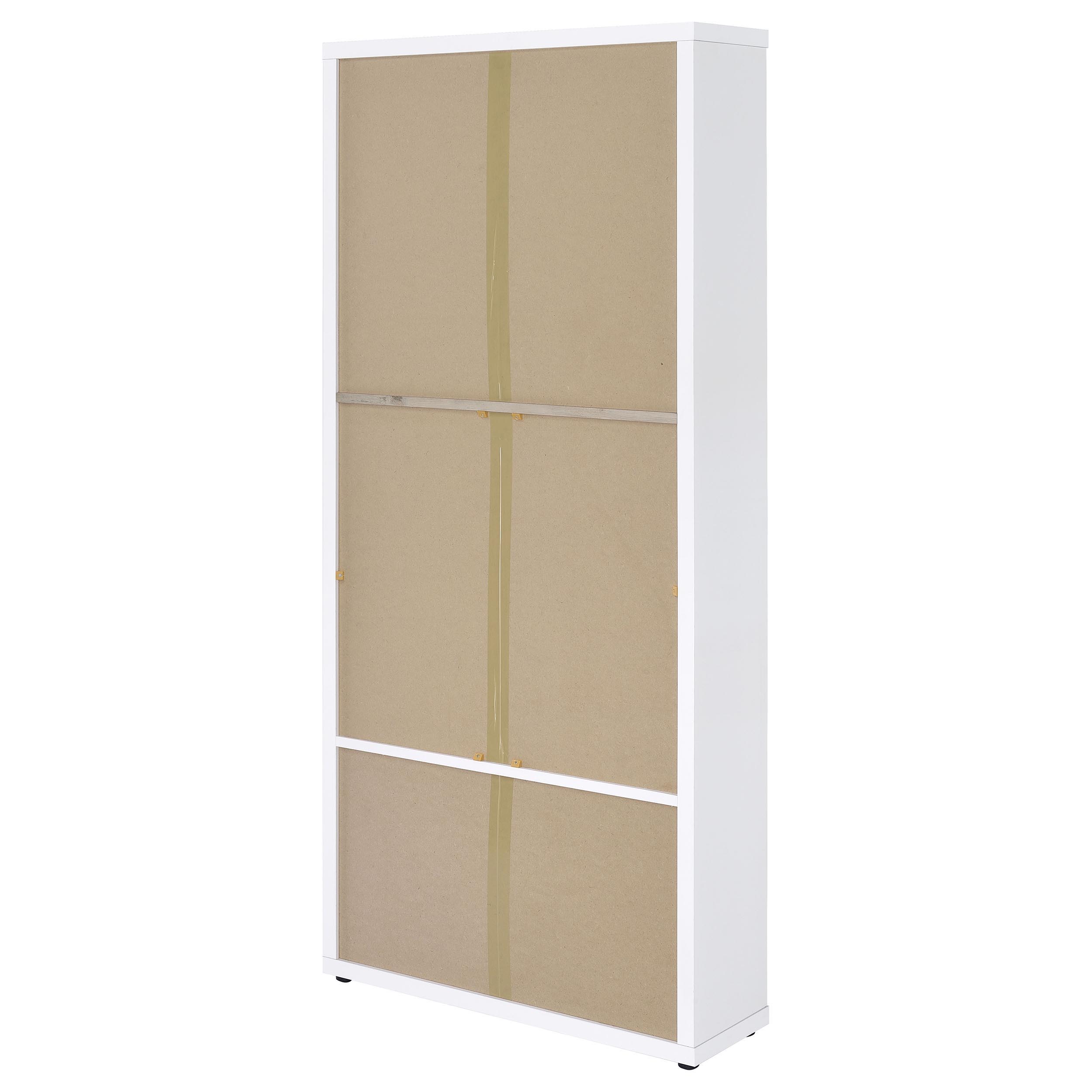 Hawthorne - 4-Shelf Glass Door Tall Cabinet With Drawers - White