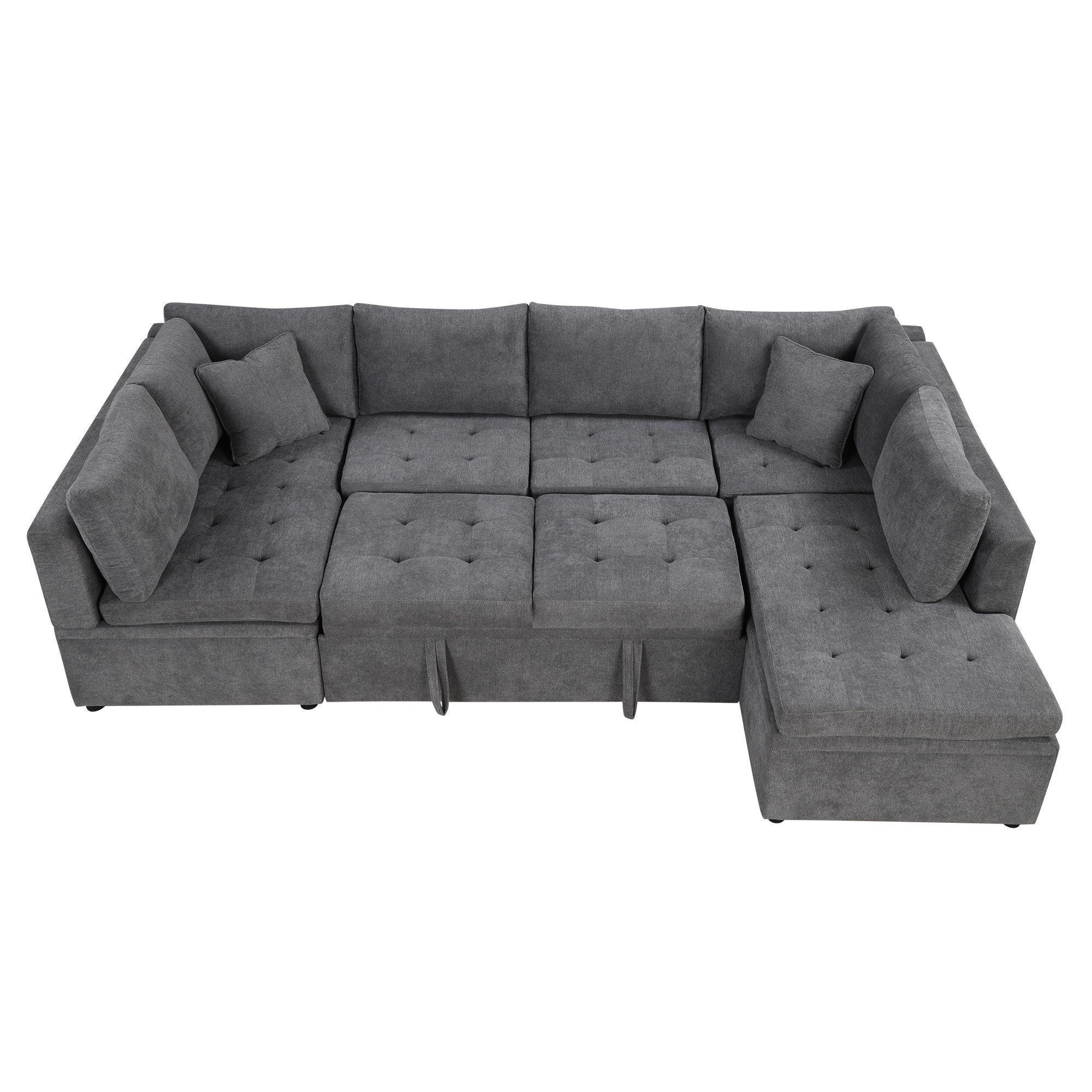 Oversized Sectional Sofa U-Shaped Sofa Couch Pull-Out Sofa Bed With Two Throw Pillows For Living Room