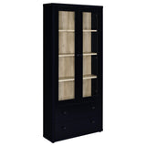 Hawthorne - 4-Shelf Glass Door Tall Cabinet With Drawers Black by Coaster Fine Furniture | Bel Furniture