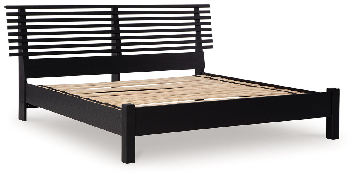 Danziar - King Slat Panel Bed With Low Footboard - Black