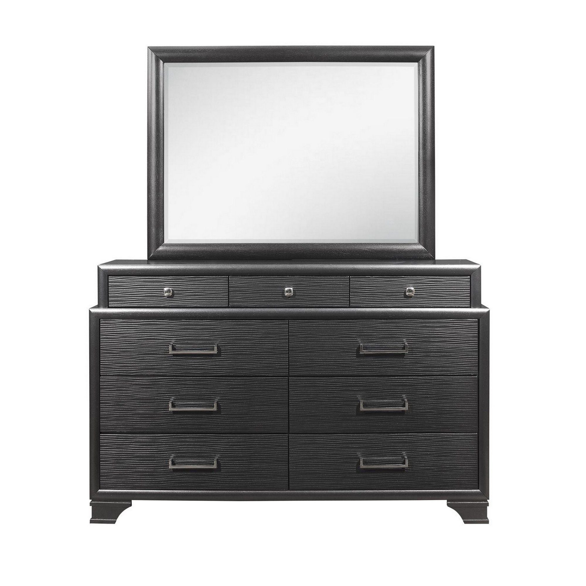 Solid Wood Nine Drawer Double Dresser - Gray