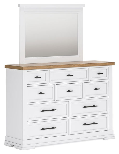 Ashbryn - White / Natural - Dresser And Mirror by Benchcraft® | Bel Furniture
