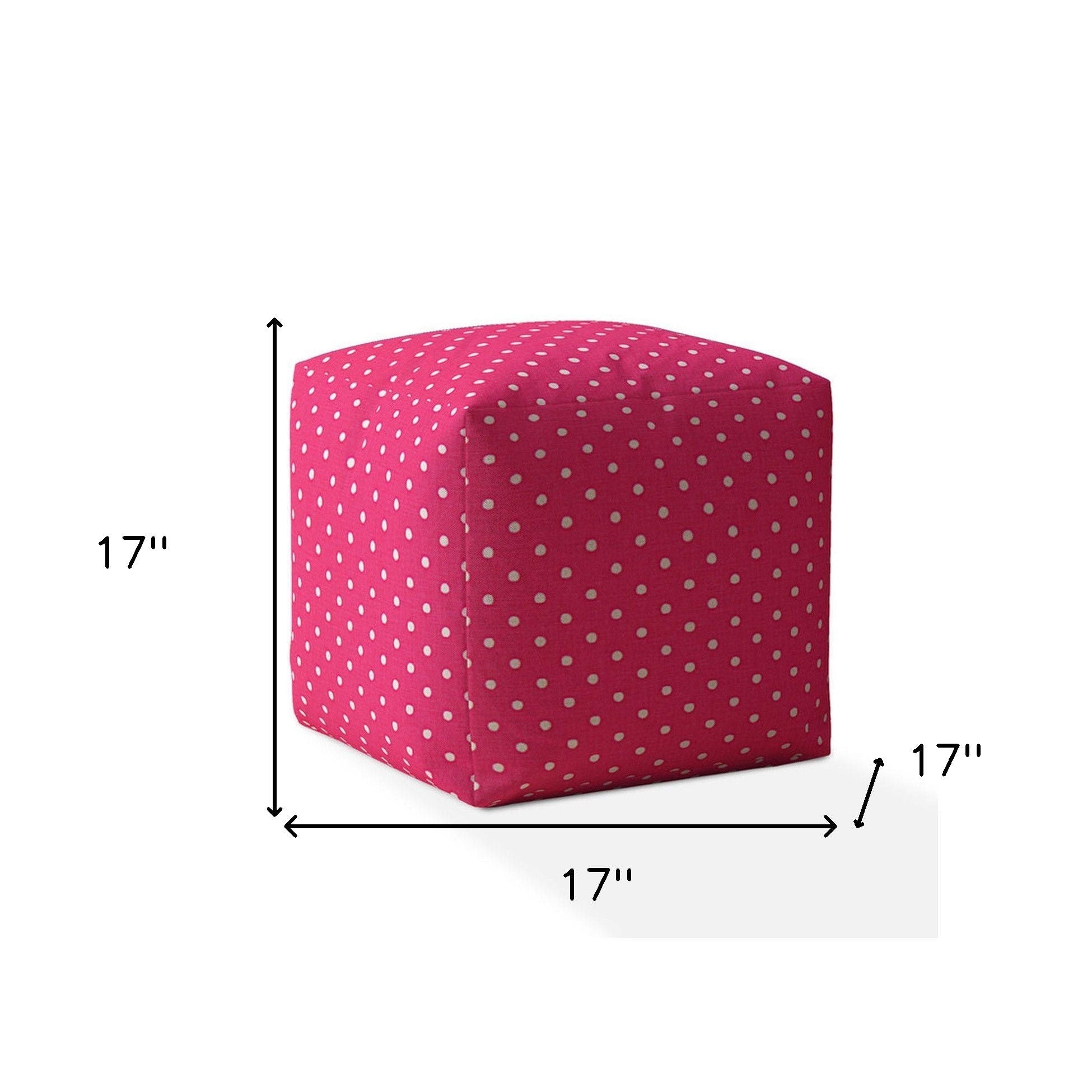 Cotton Polka Dots Pouf Ottoman - Pink