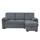Rebecca - Sofa With Pull Out Bed, Storage Chaise, USB And Cup Holders - Dark Gray