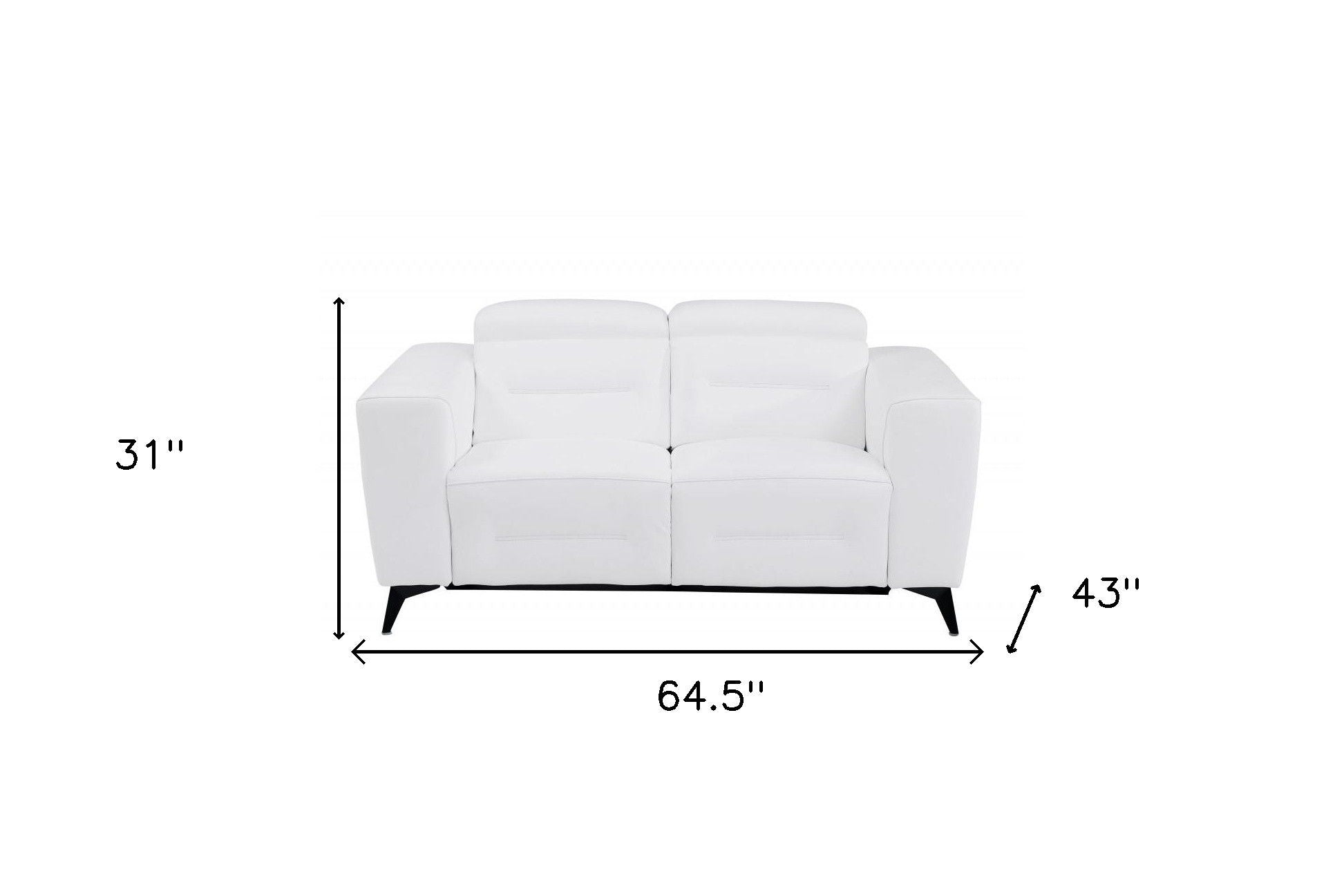 Italian Leather Power Reclining Loveseat - White / Black