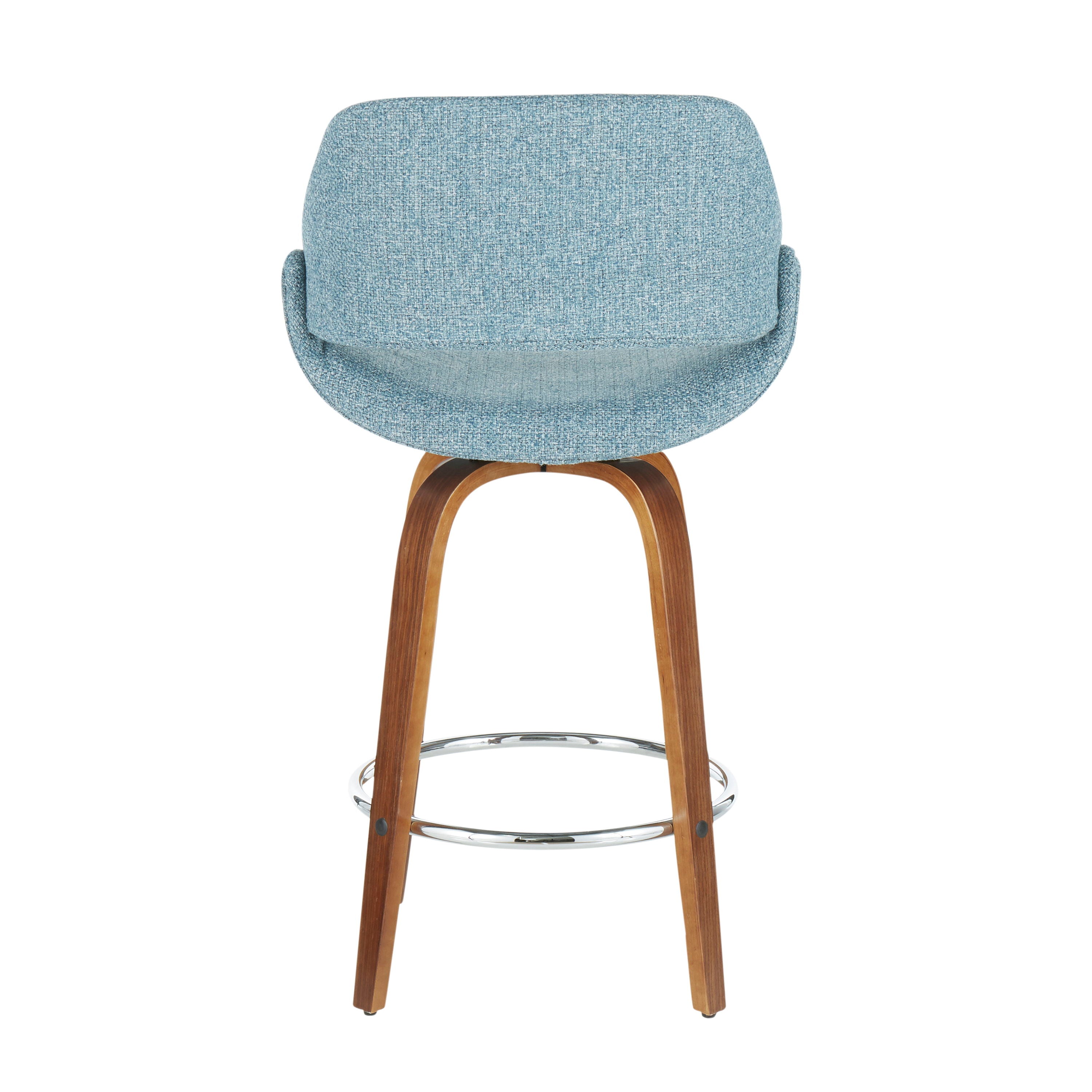 Fabrico - Mid Century Modern, Fixed Height Counter Stool With Round Footrest (Set of 2)