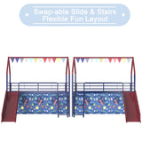 Jack - House Loft Bed With Slide And Curtain Set