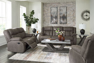 First Base - Reclining Living Room Set Dark Gray 3 Pc. Reclining Sofa, Reclining Loveseat, Rocker Recliner by Signature Design by Ashley® | Bel Furniture