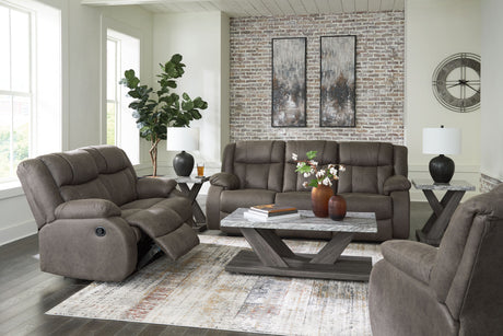 First Base - Reclining Living Room Set Dark Gray 3 Pc. Reclining Sofa, Reclining Loveseat, Rocker Recliner by Signature Design by Ashley® | Bel Furniture
