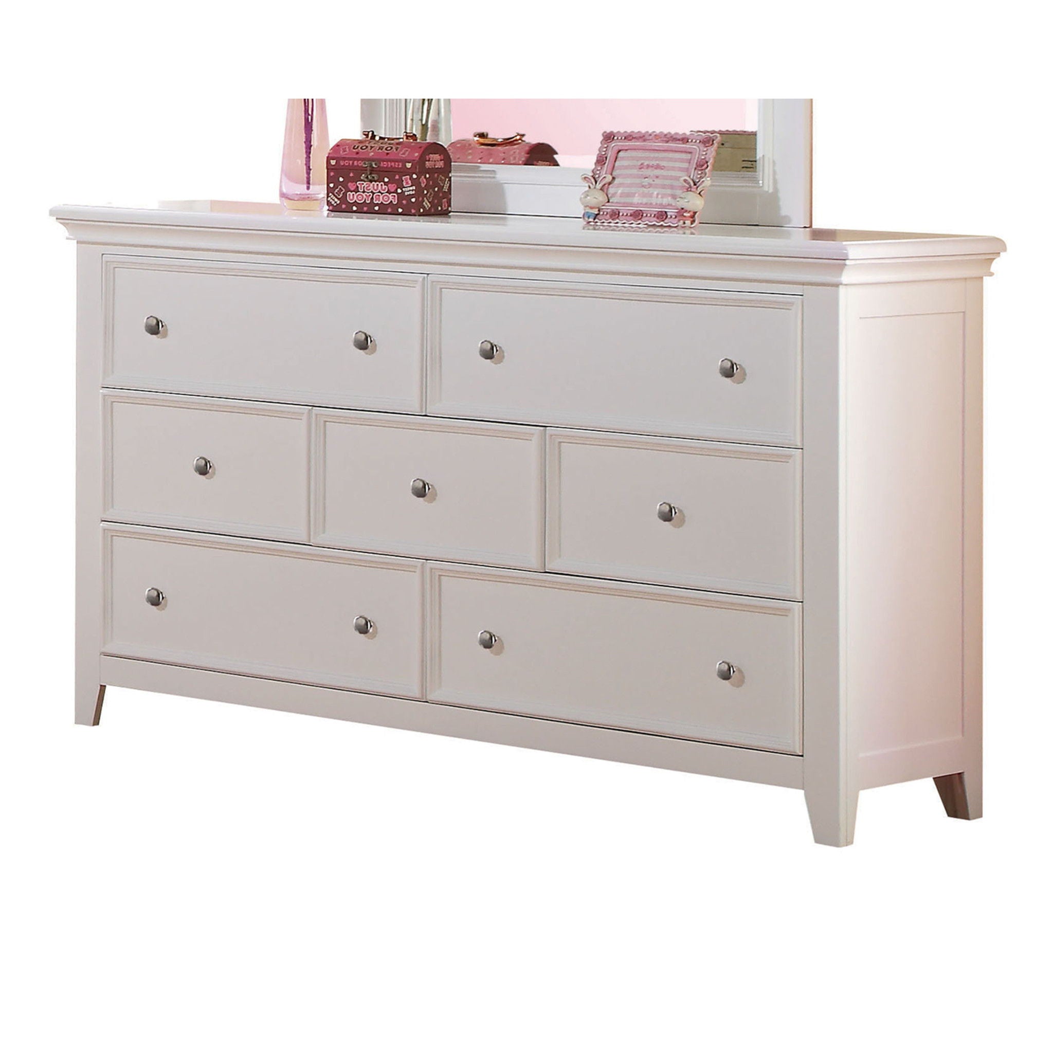 Solid Wood Seven Drawer Triple Dresser - White