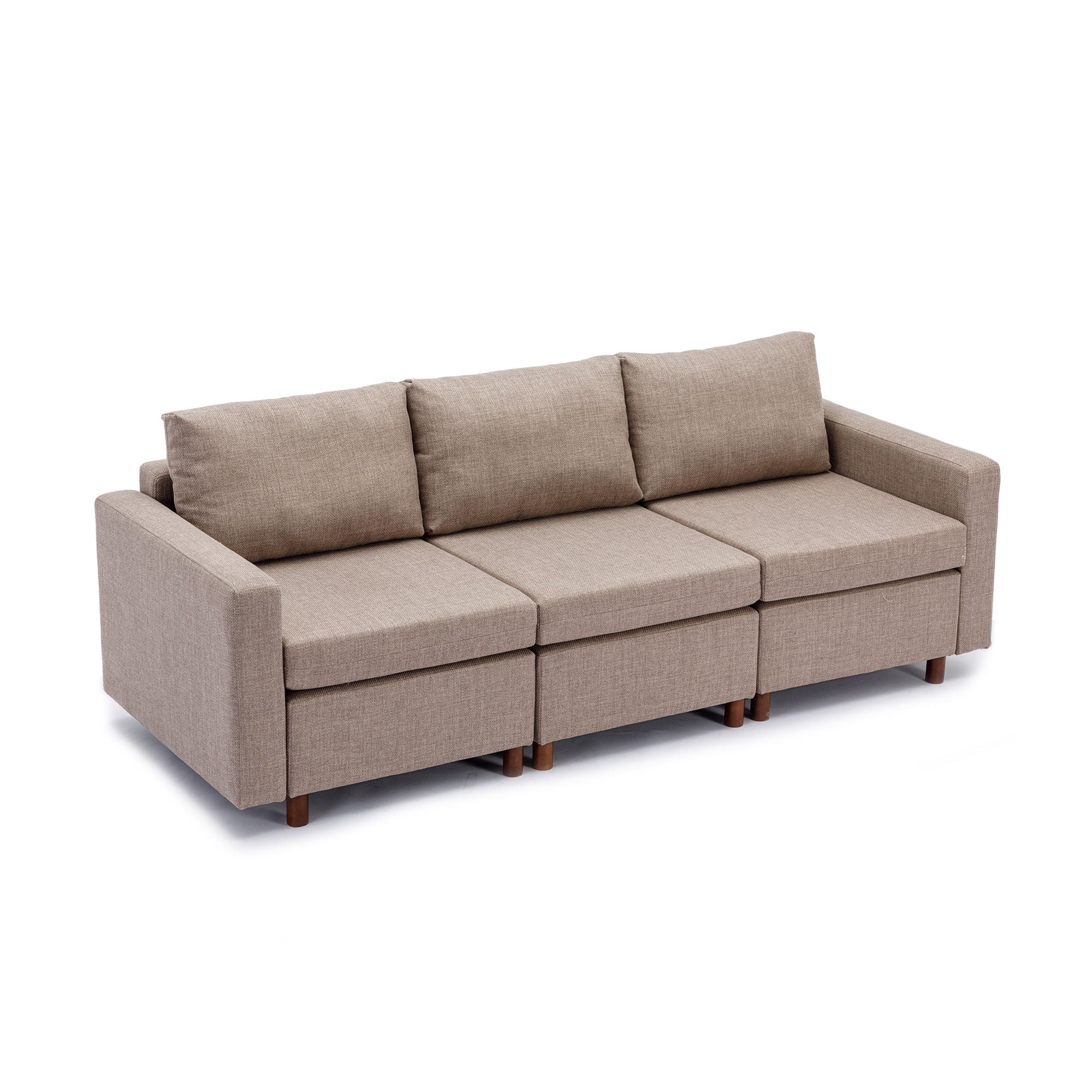 3 Seat Module Sectional Sofa Couch With 1 Ottoman For Living Room, Seat Cushion And Back Cushion Non-Removable And Non-Washable