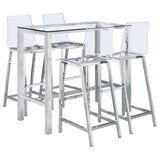 Tolbert - 5 Piece Bar Set With Acrylic Chairs - Clear And Chrome by Coaster Fine Furniture | Bel Furniture