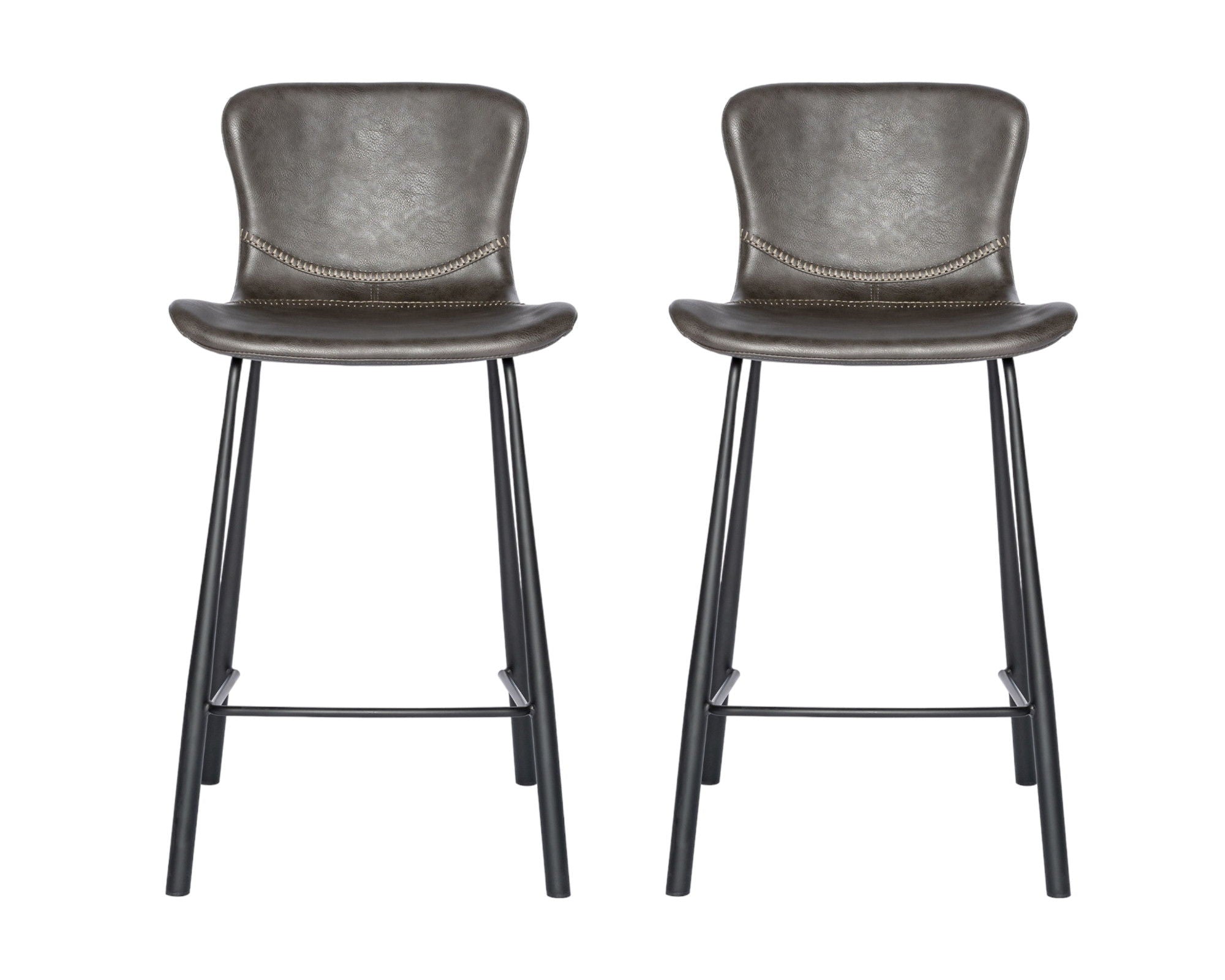 Steel Low Back Counter Height Bar Chairs (Set of 2) - Gray / Black