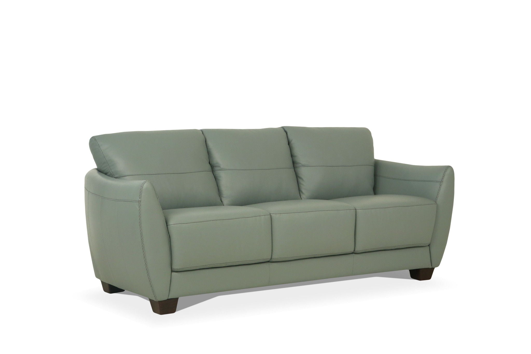 Leather Sofa With Black Legs - Tea Green