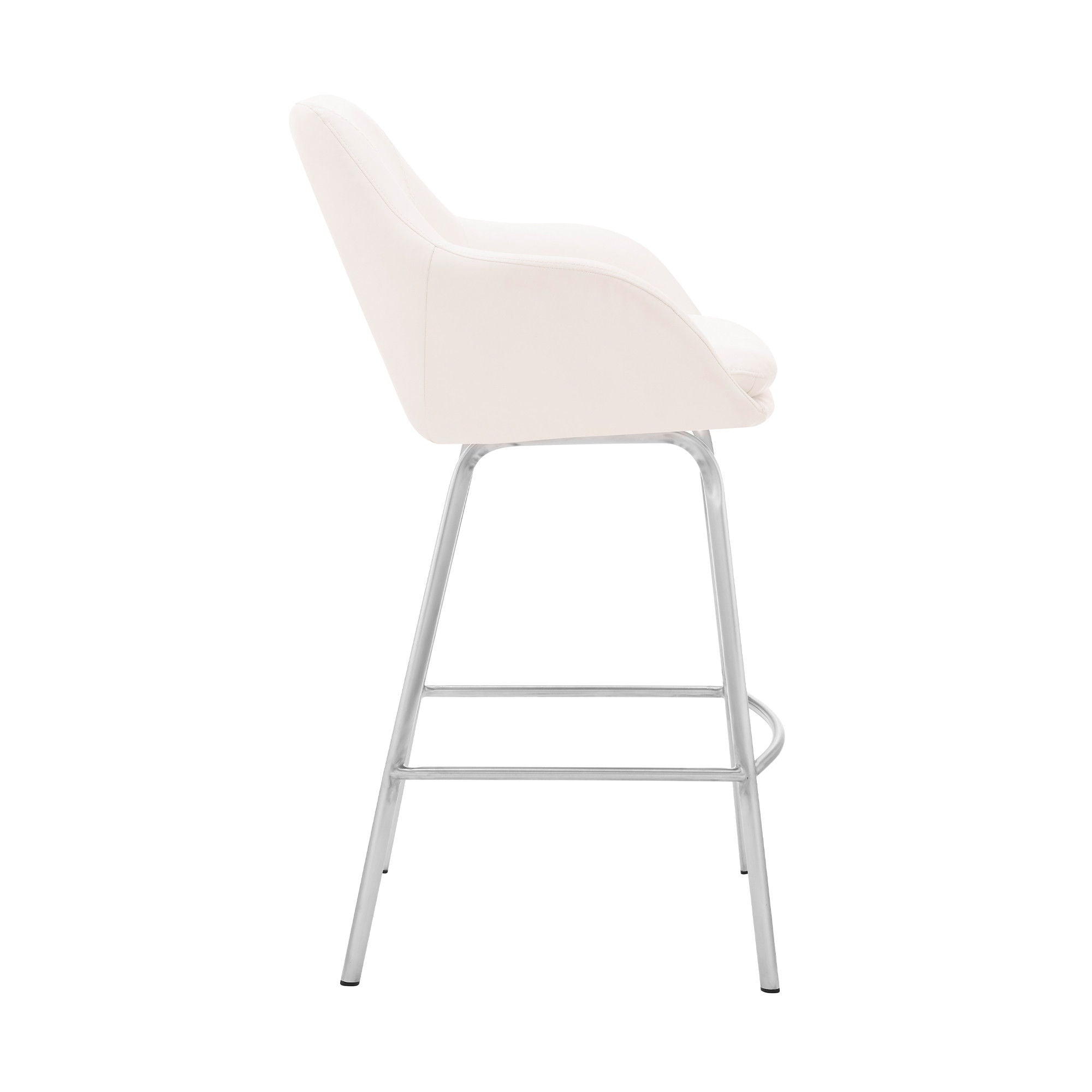 Swivel Low Back Counter Height, Bar Chair - White / Silver