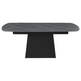 Potero - Faux Marble Extension Leaf Dining Table - Black by Coaster Fine Furniture | Bel Furniture