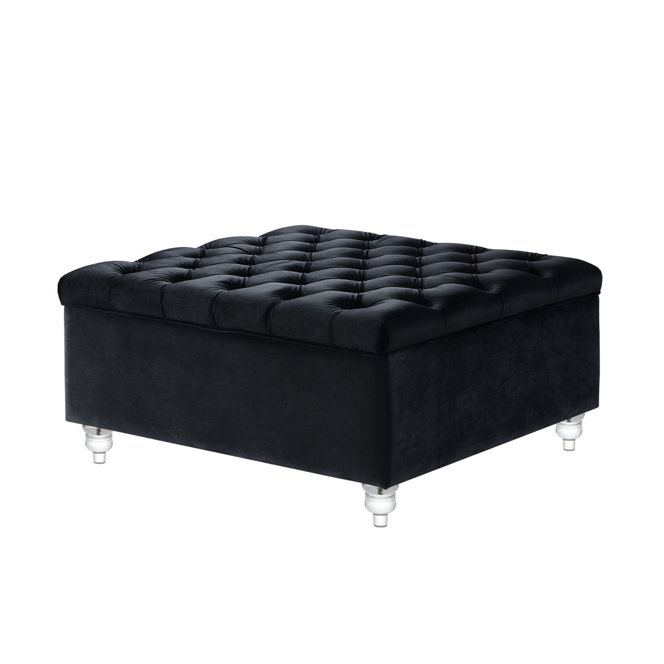 Velvet Tufted Storage - Black / Clear