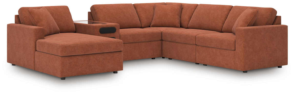 Modmax - Spice - Sectional Light Brown 6 Pc. Sectional With Audio System, Laf Corner Chaise by Signature Design by Ashley® | Bel Furniture