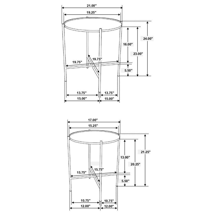 Malka - 2 Piece Round Wood Nesting Table - Dark Brown And Gold