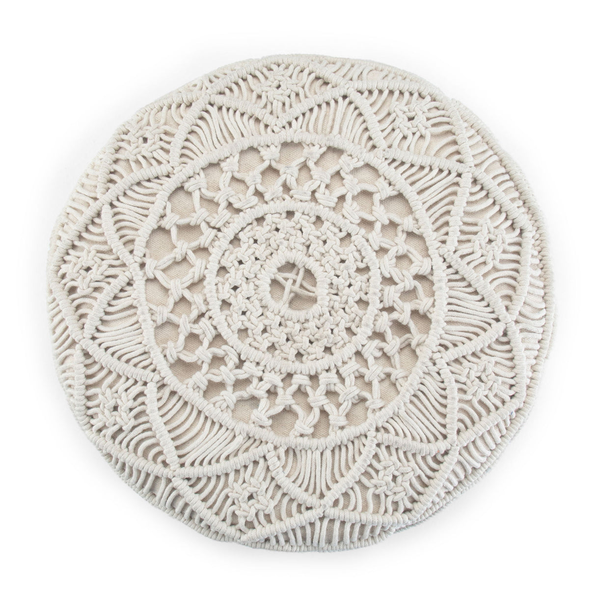 Coates - Round Macrame Pouf - Natural by Simpli-Home | Bel Furniture