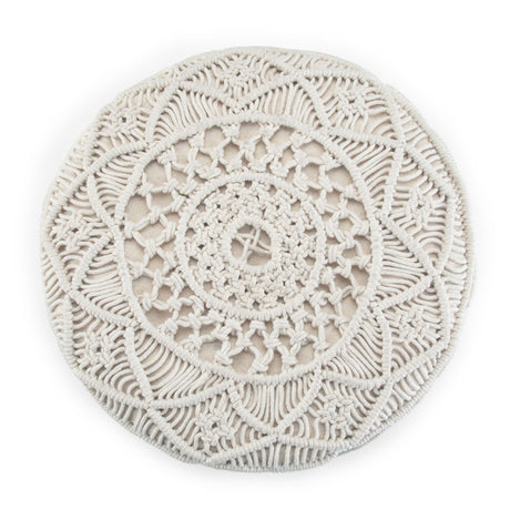 Coates - Round Macrame Pouf - Natural by Simpli-Home | Bel Furniture
