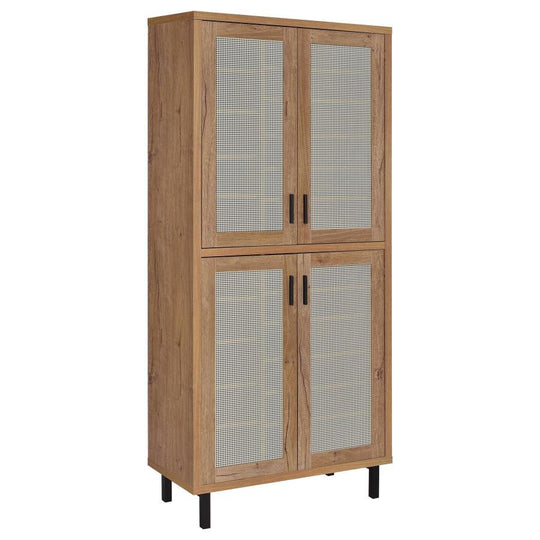 Teller - 4-Door Tall Shoe Storage Cabinet - Natural Oak by Coaster Fine Furniture | Bel Furniture