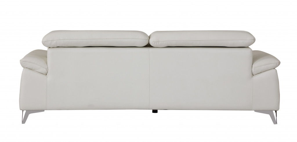 Silver Legs Italian Leather Sofa - White