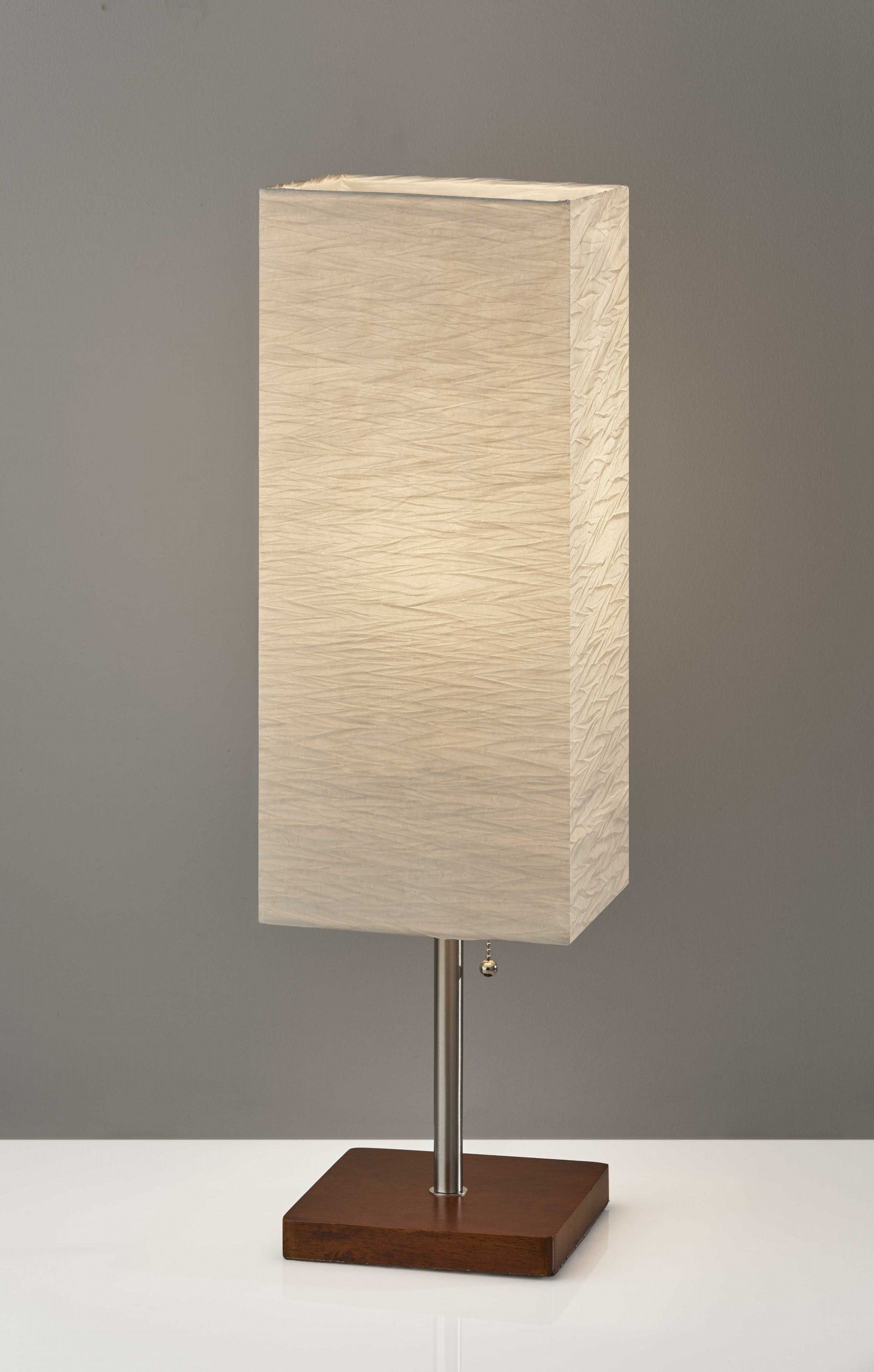 Wildside Paper Shade With Walnut Wood Table Lamp - Light Brown