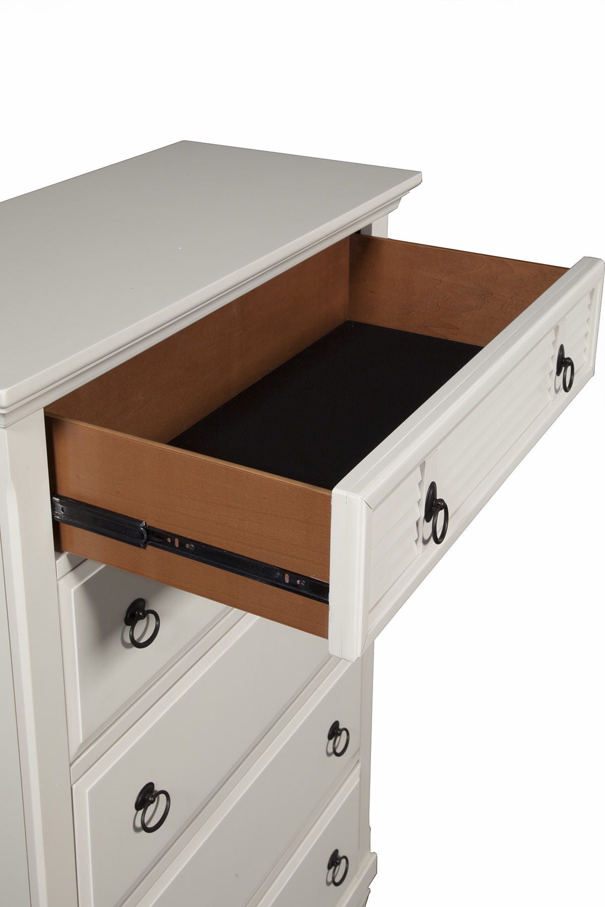 Solid Wood Five Drawer Chest - White