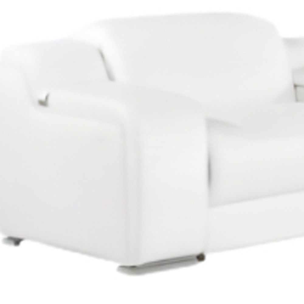 Italian Leather Power Reclining Eight Piece Corner Sectional With Console L Shaped - White