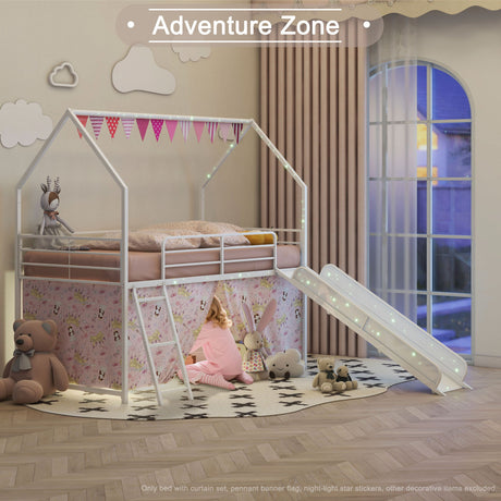 Jack - House Loft Bed With Slide And Curtain Set - view 48