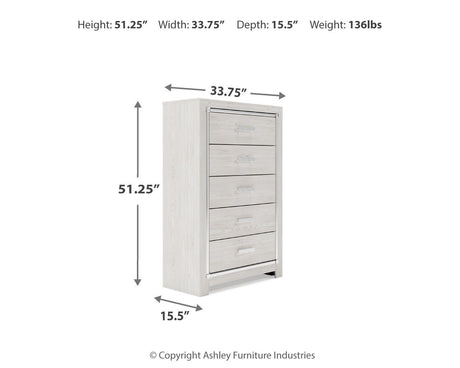Altyra - Five Drawer Chest - White - view 6