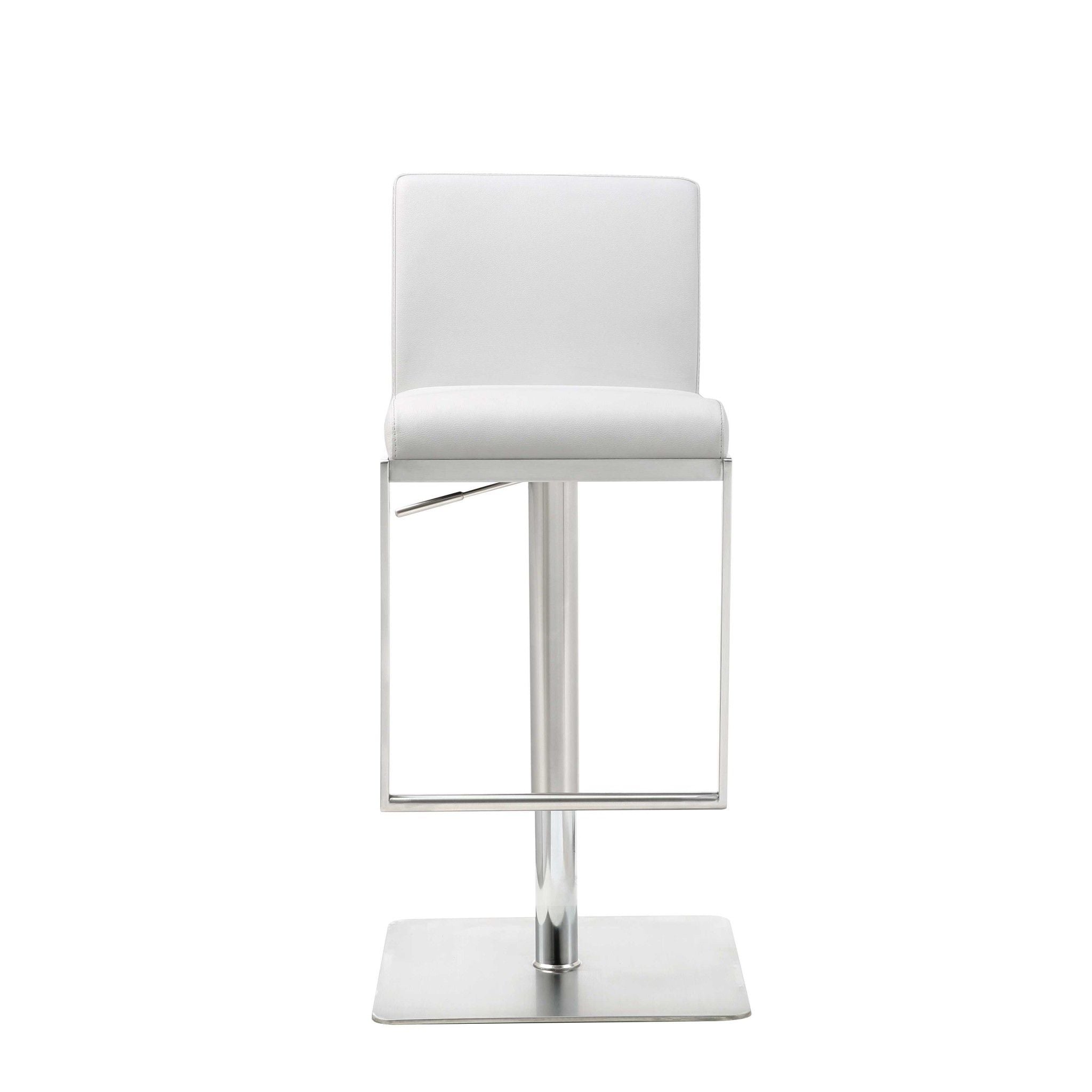 Stainless Steel Bar Chair - White / Silver