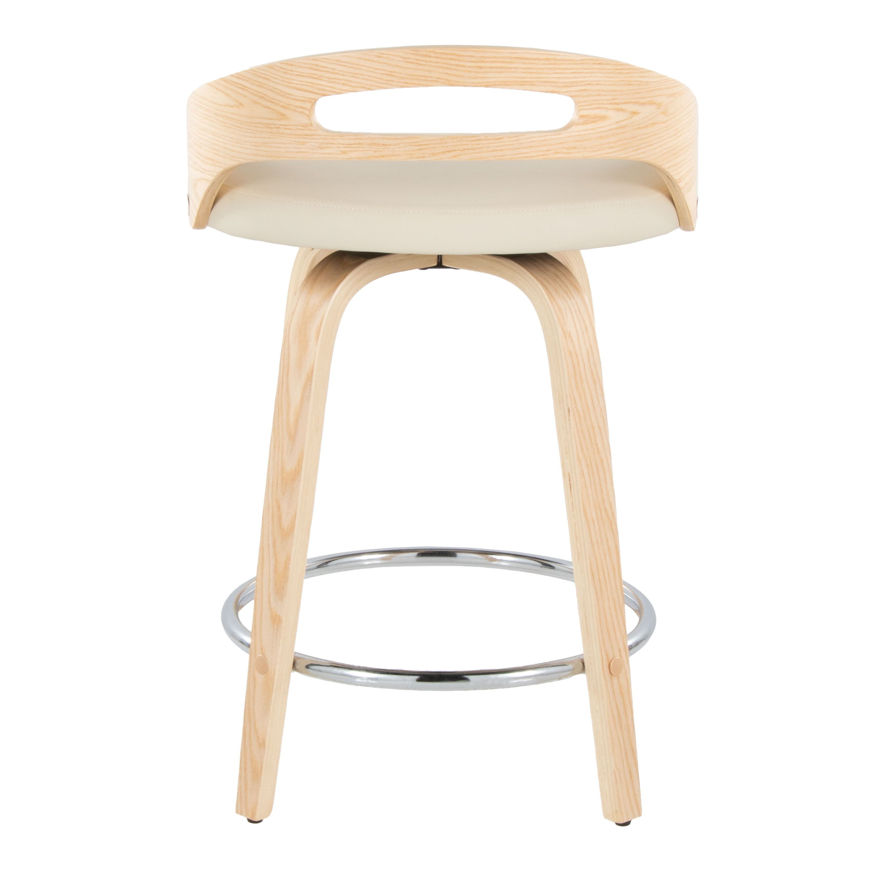 Cassis - Mid Century Modern Fixed Height Counter Stool With Swivel With Round Footrest (Set of 2)