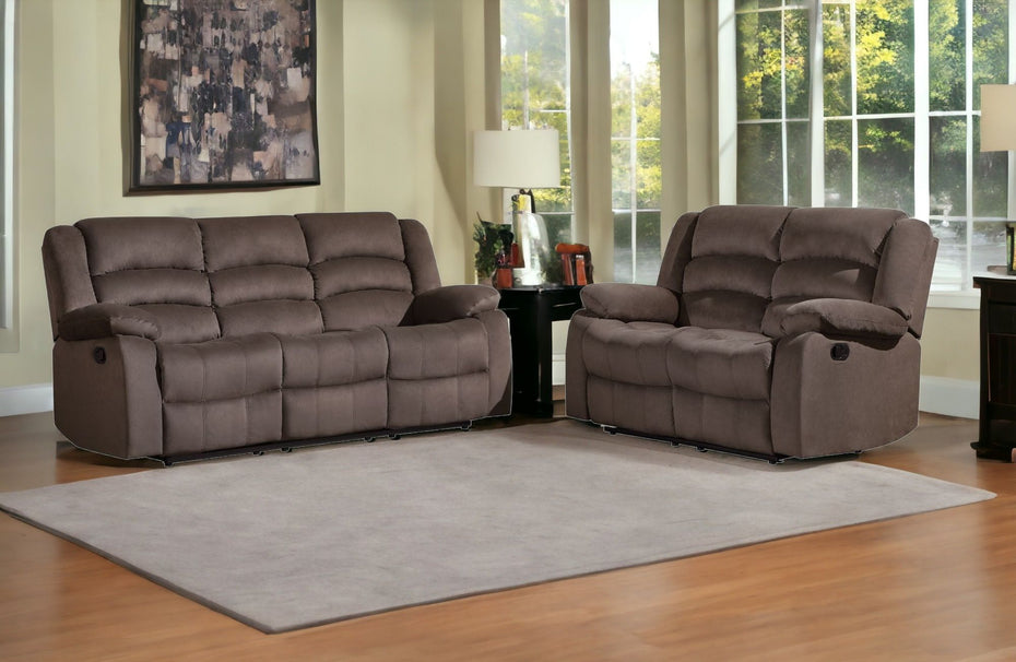 2 Piece Microsuede Indoor Five Person Seating Set - Brown